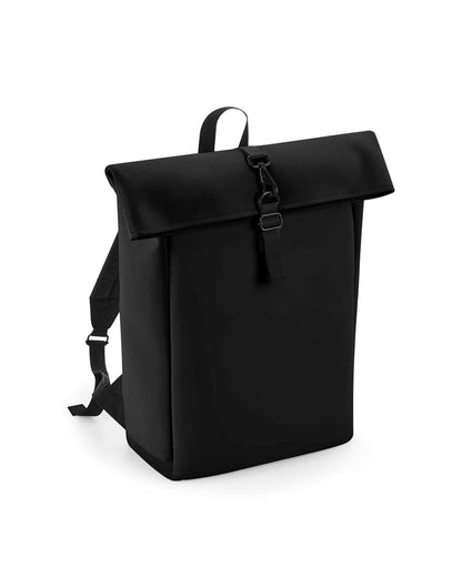 Matte PU Roll-Top Backpack - Black