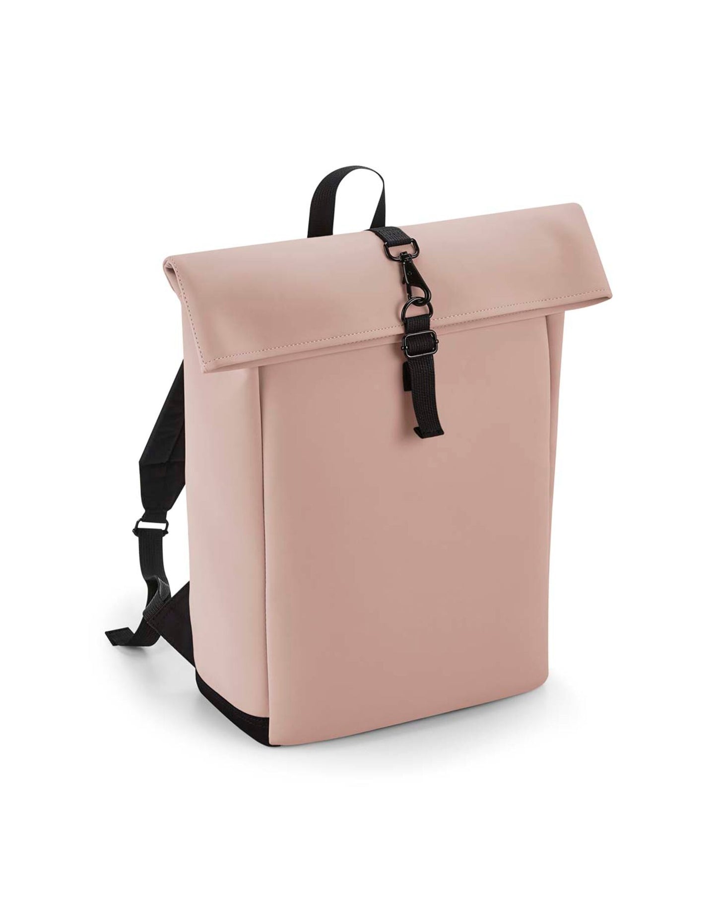 Matte PU Roll-Top Backpack - Nude Pink