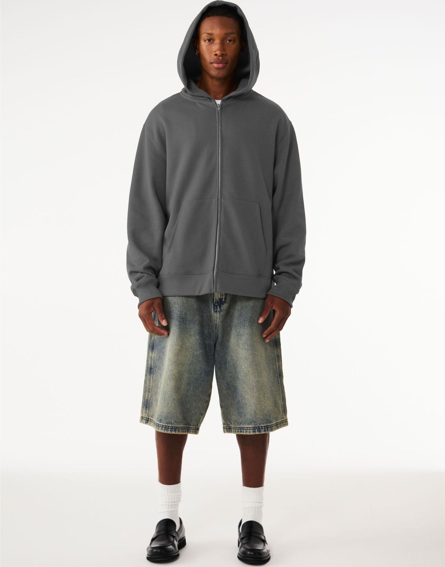 Unisex Heavy Full Zip Hoodie - Asphalt