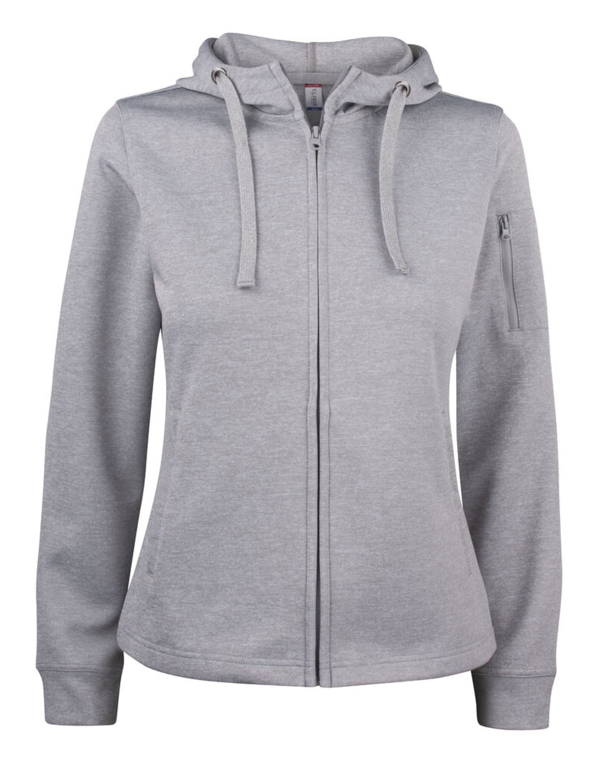 Ladies Basic Active Full Zip Hoody - Grey Melange