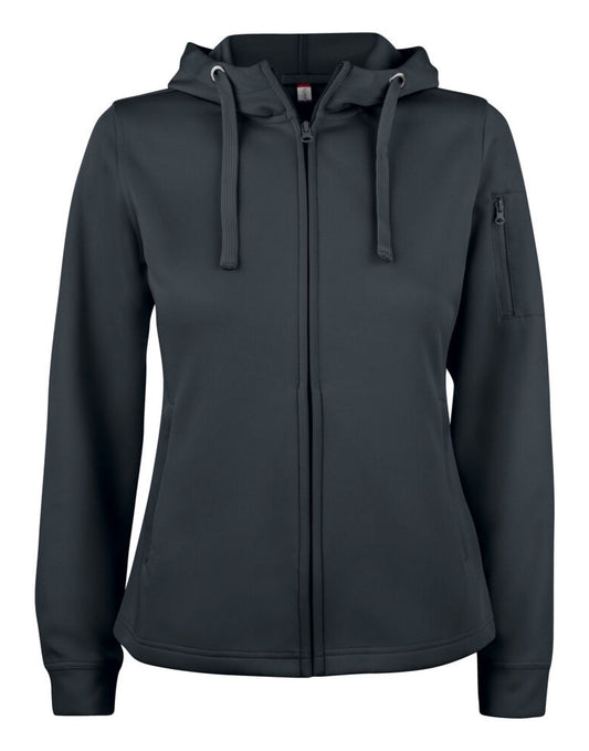 Ladies Basic Active Full Zip Hoody - Black