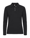 Ladies Stretch Premium Polo L/S - Black