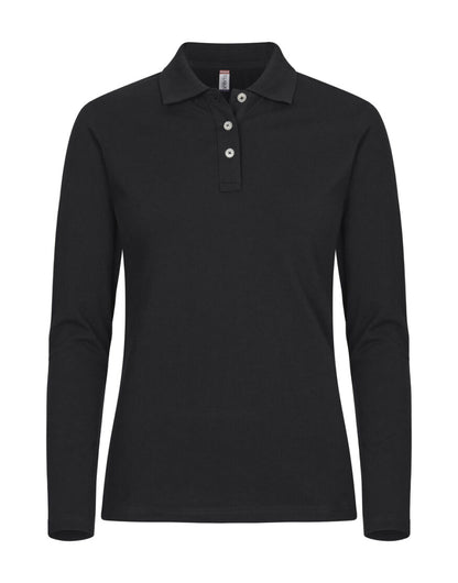 Ladies Stretch Premium Polo L/S - Black