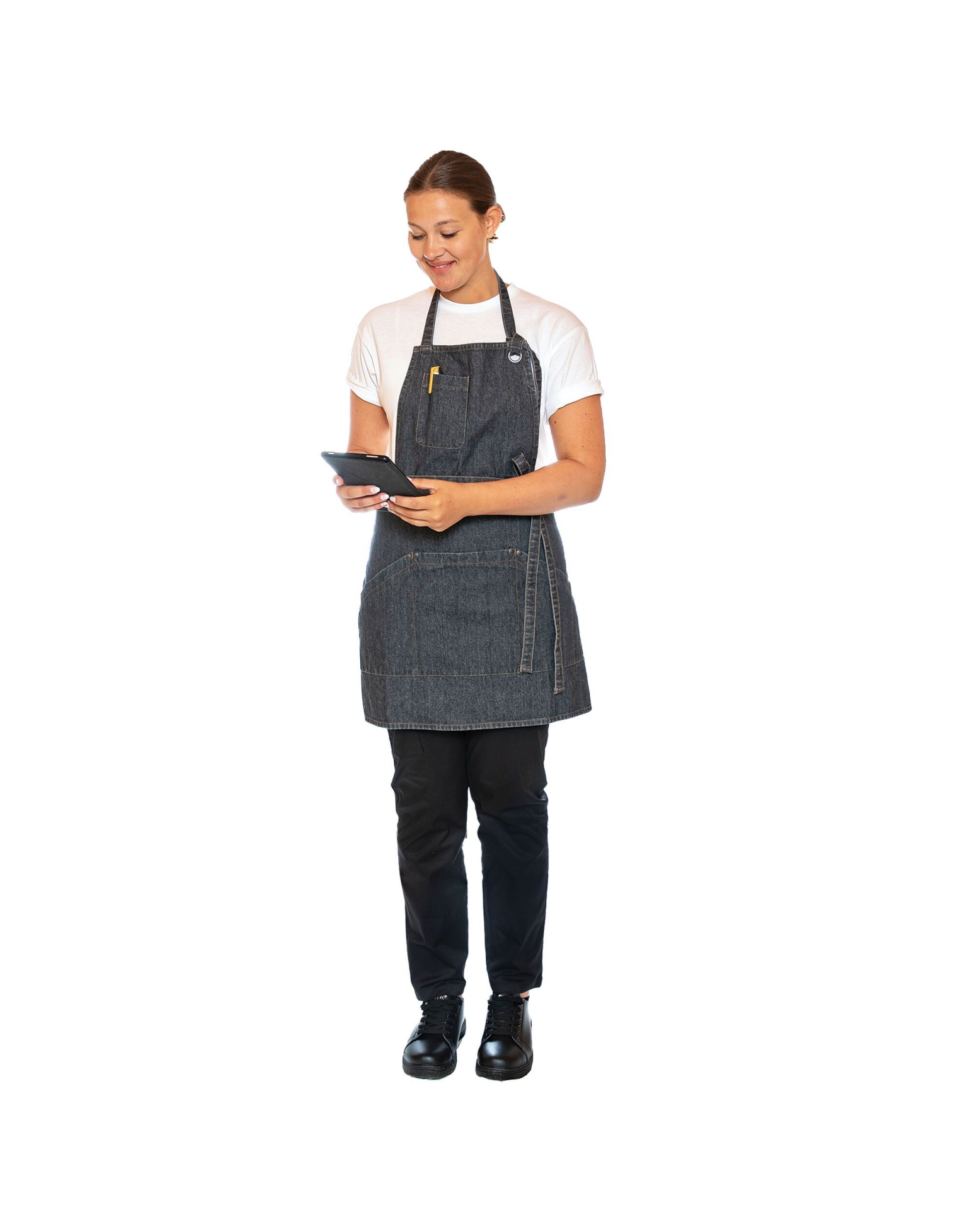 Le Chef Prep Apron - Grey Black Denim