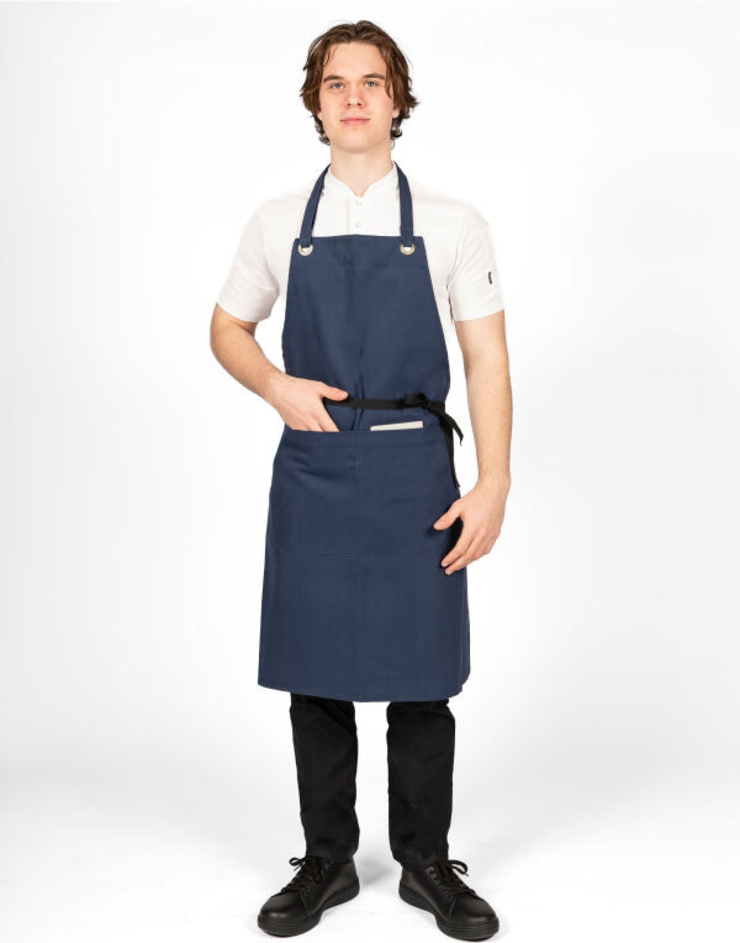 Canvas Bib Apron With Pocket - Navy