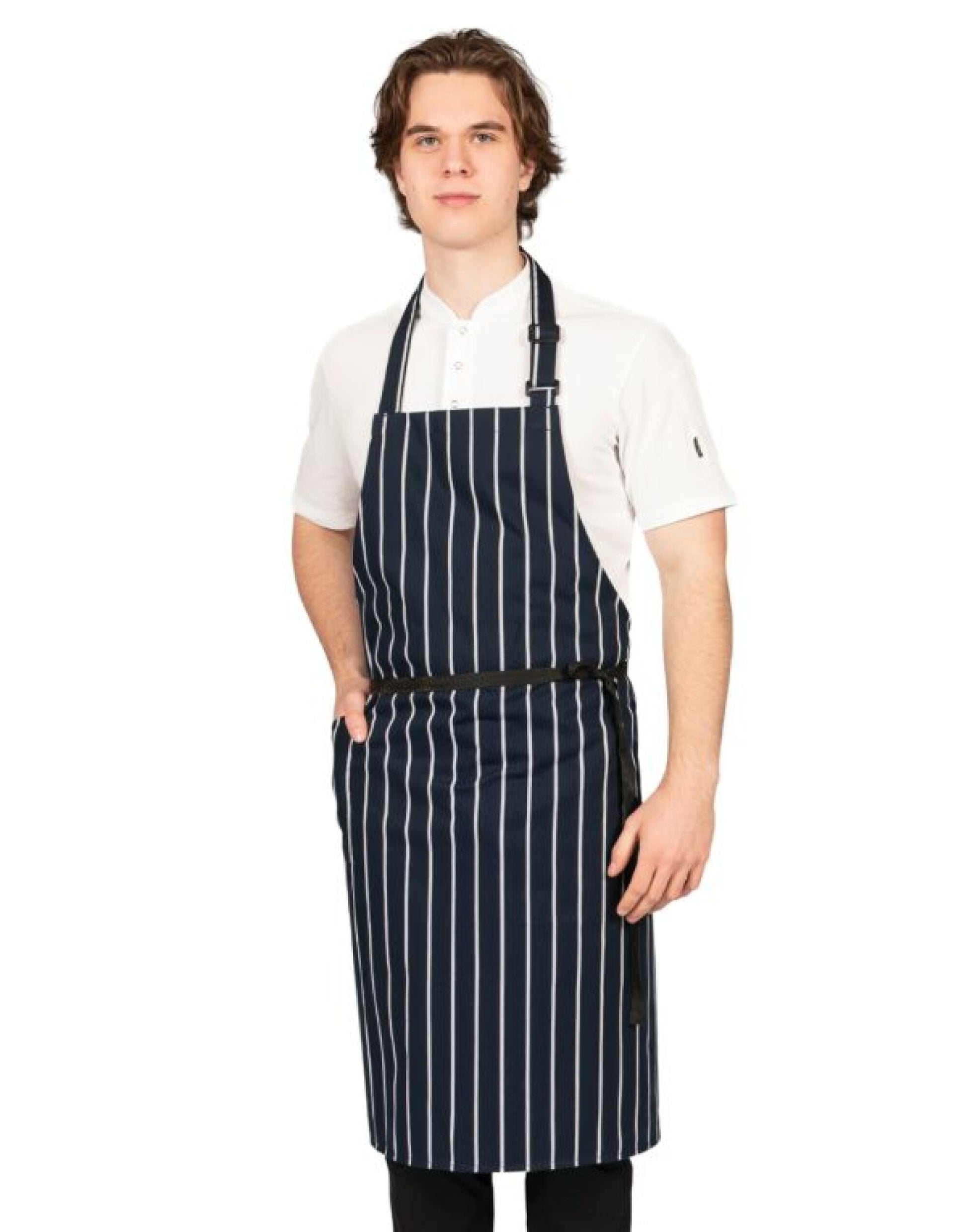 Woven Butchers Stripe Apron - Blue Stripe