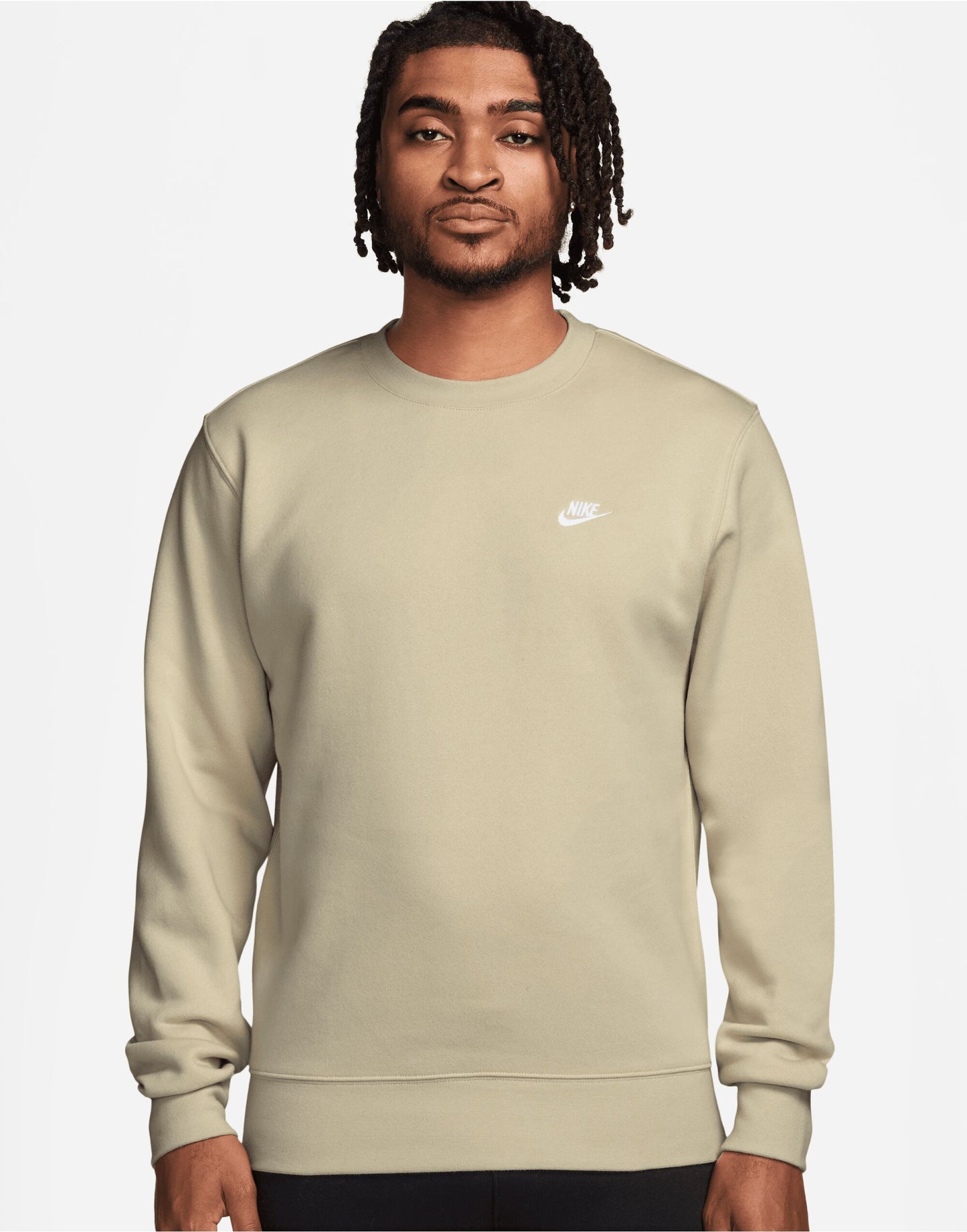 Club Fleece Crew - Light Khaki/White