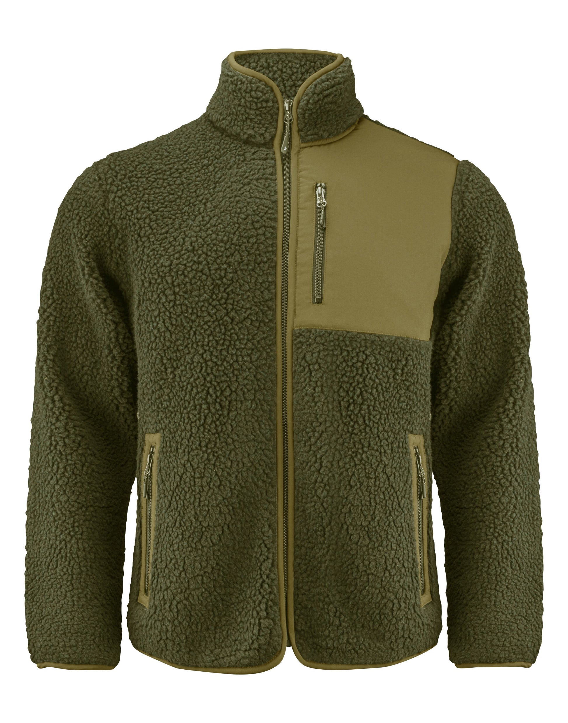 Kingsley Sherpa Full Zip Fleece - Moss Green