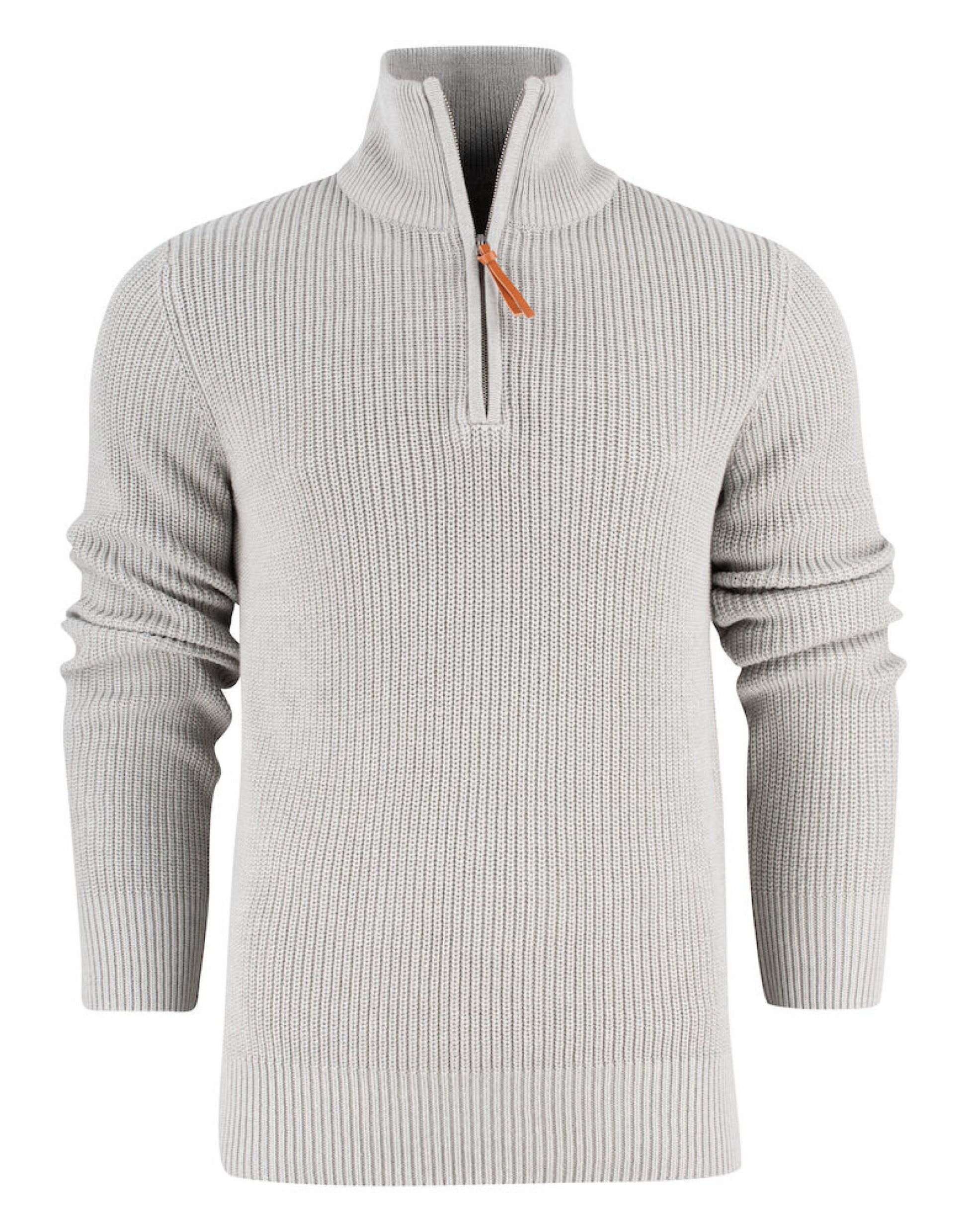 Flatwillow Heavy Knit 1/2 Zip Sweater - Grey Melange