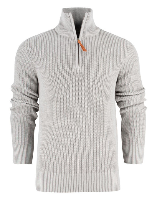 Flatwillow Heavy Knit 1/2 Zip Sweater - Grey Melange