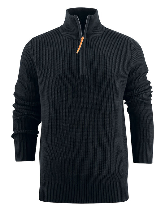 Flatwillow Heavy Knit 1/2 Zip Sweater - Black