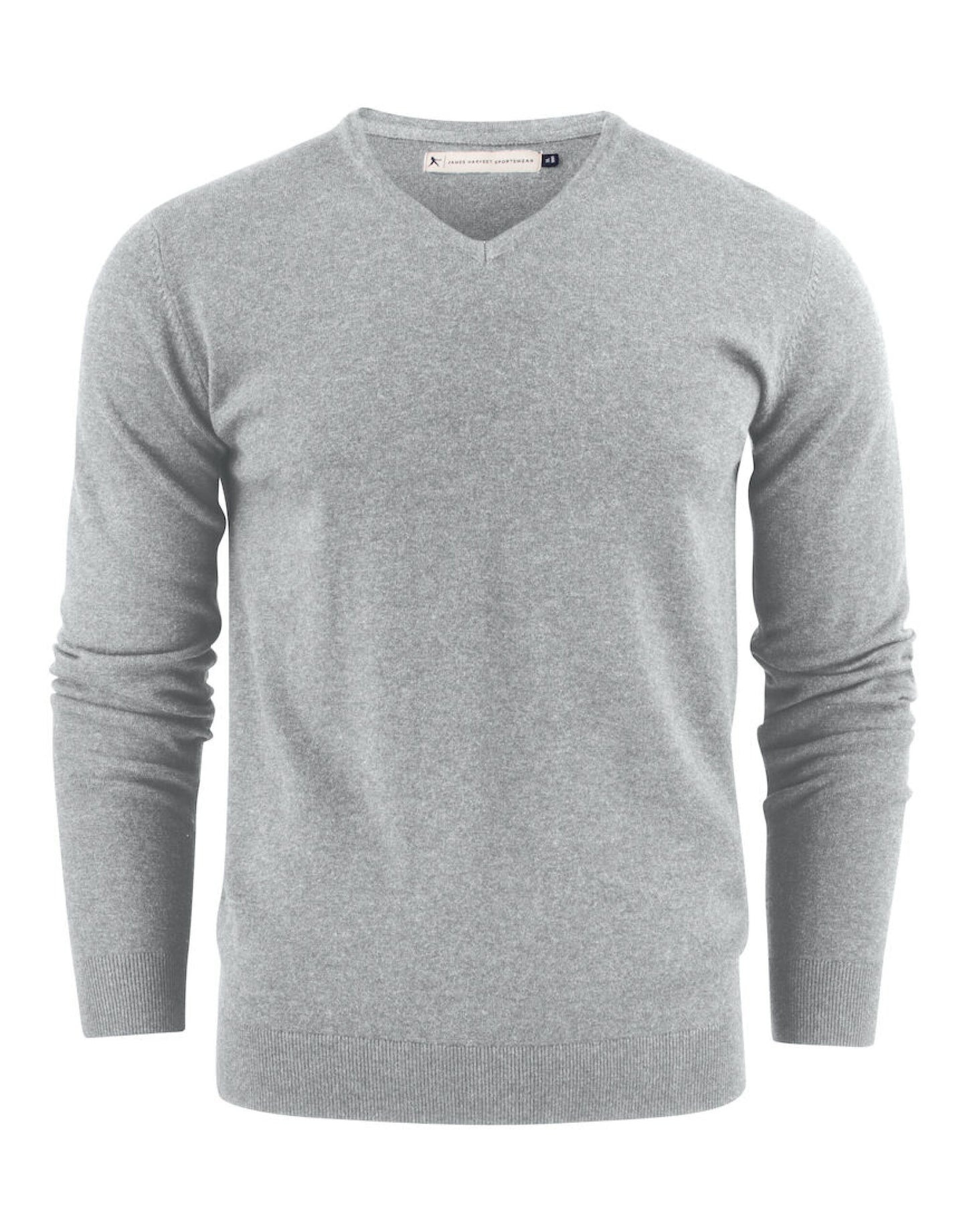 Ashland V-Neck Knit Sweat - Grey Melange
