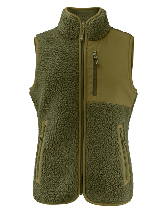 Ladies Kingsley Sherpa Fleece Vest - Moss Green