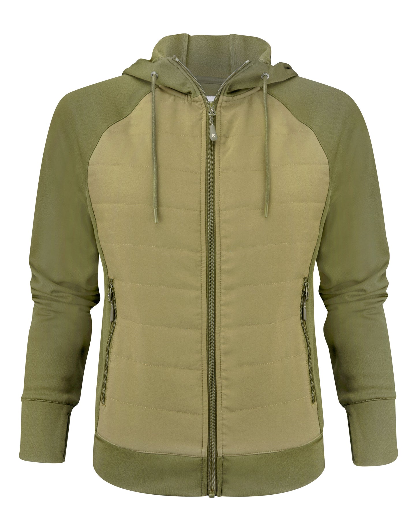Ladies Keyport Full Zip Hooded Hybrid Jacket - Moss Green