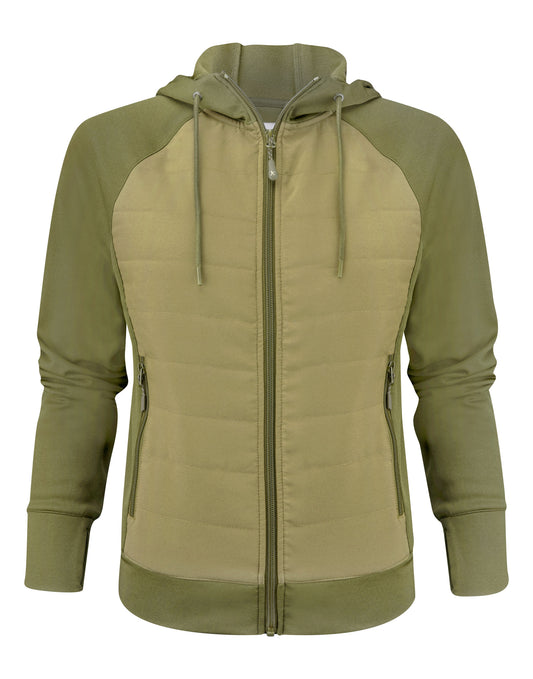 Ladies Keyport Full Zip Hooded Hybrid Jacket - Moss Green