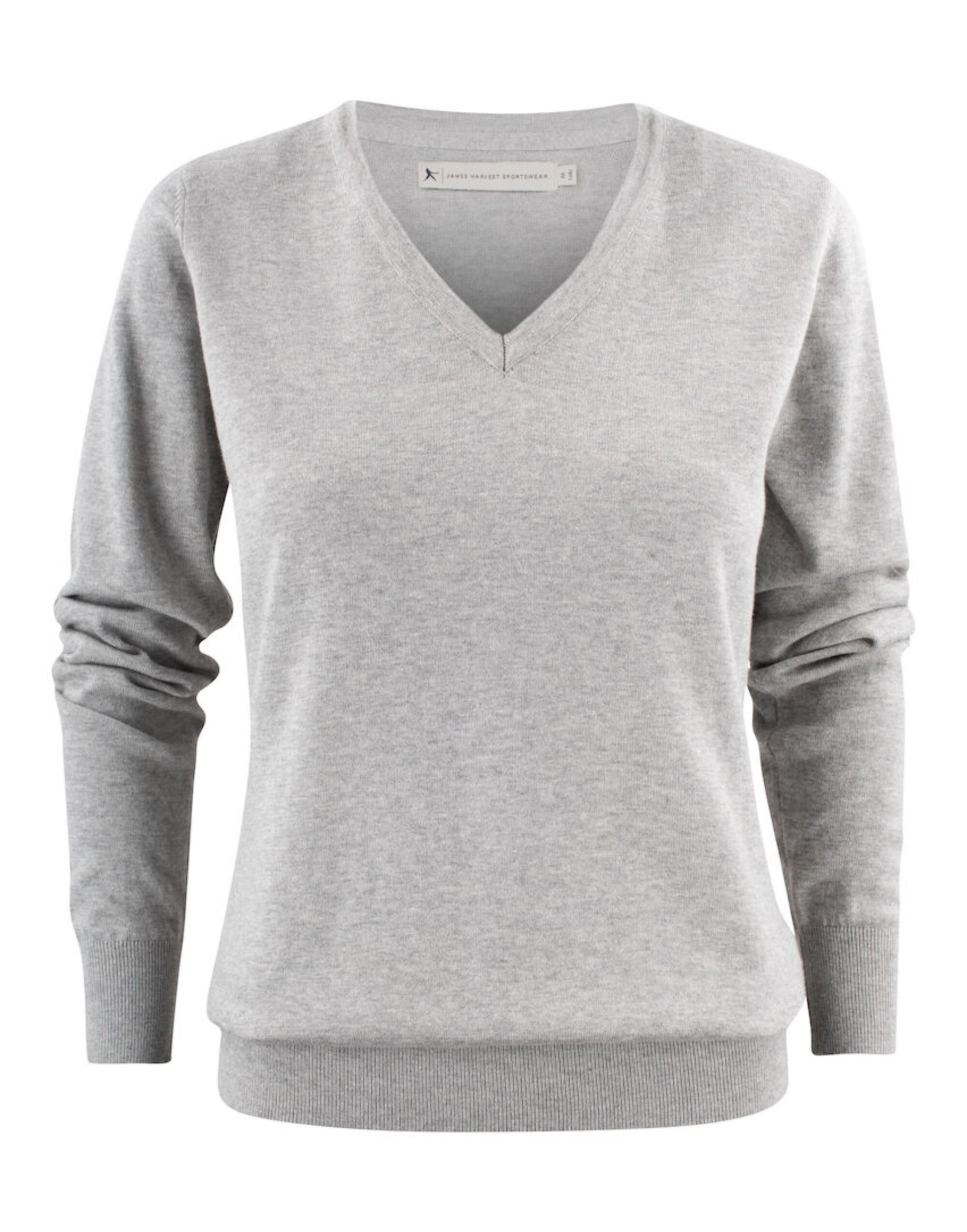 Ashland V-Neck Ladies Knit - Grey Melange
