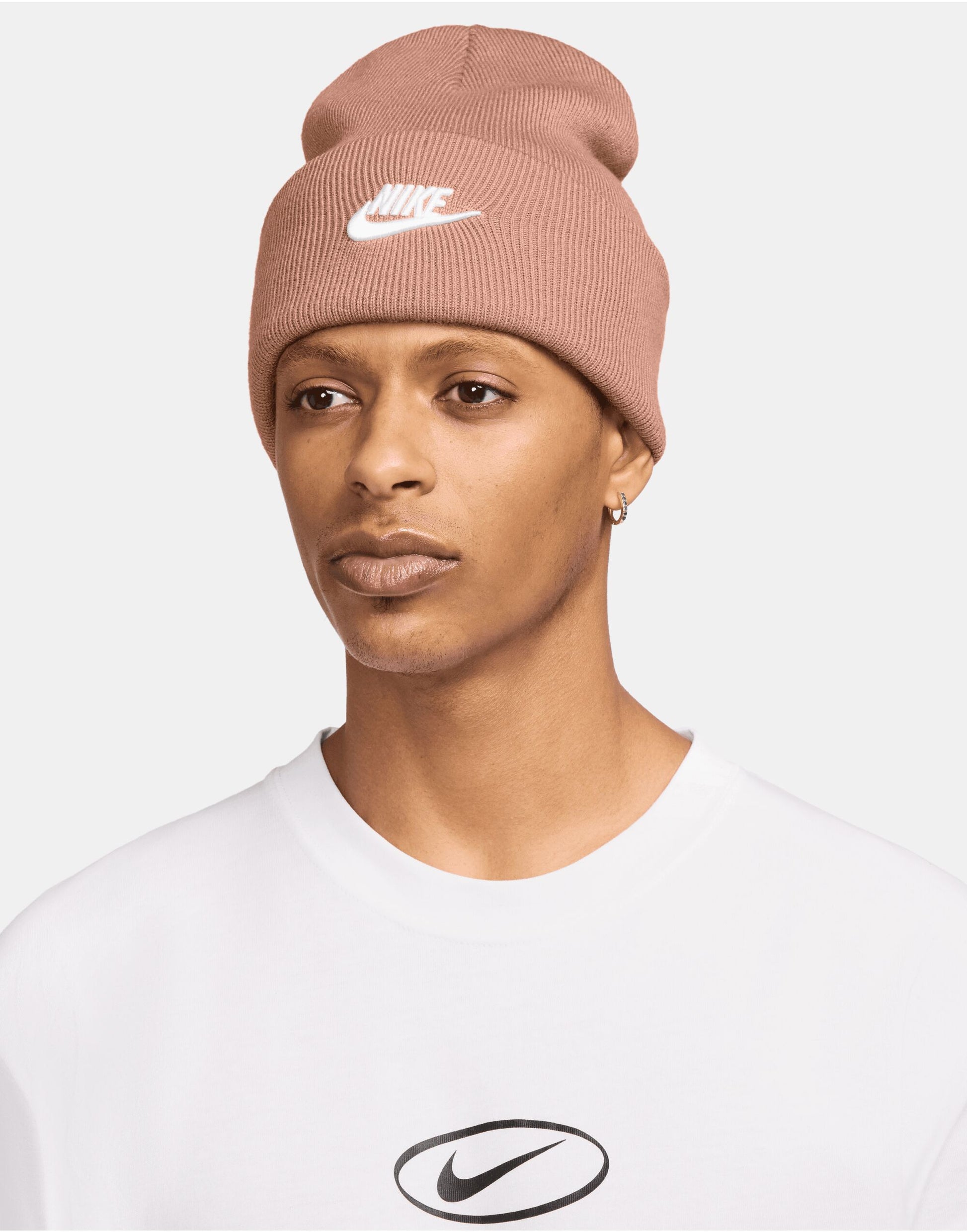 Futura Peak Beanie - Rose Gold/White