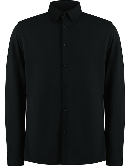 Tailored Fit Superwash 60 Pique Shirt (Long Sleeve) - Black