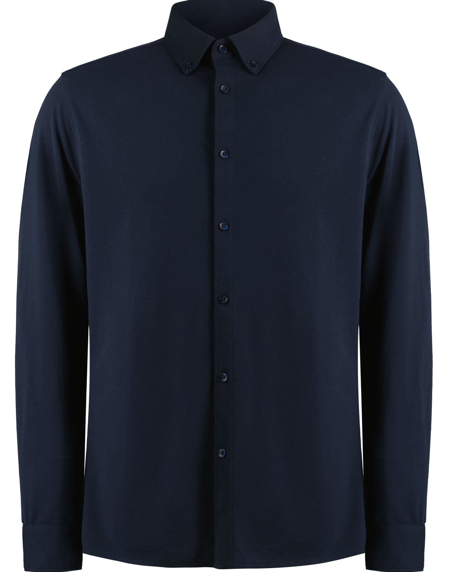 Tailored Fit Superwash 60 Pique Shirt (Long Sleeve) - Navy