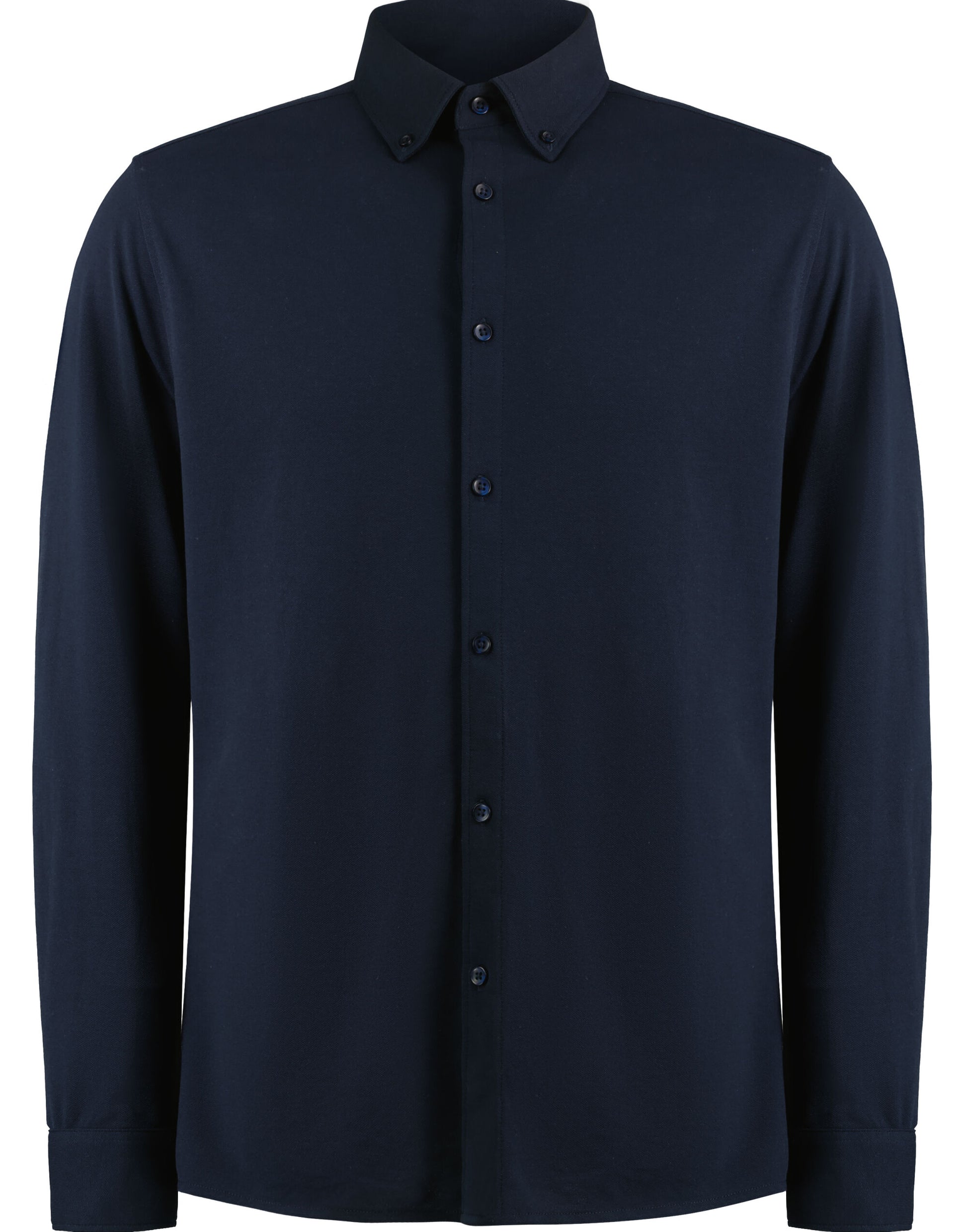 Tailored Fit Superwash 60 Pique Shirt (Long Sleeve) - Navy