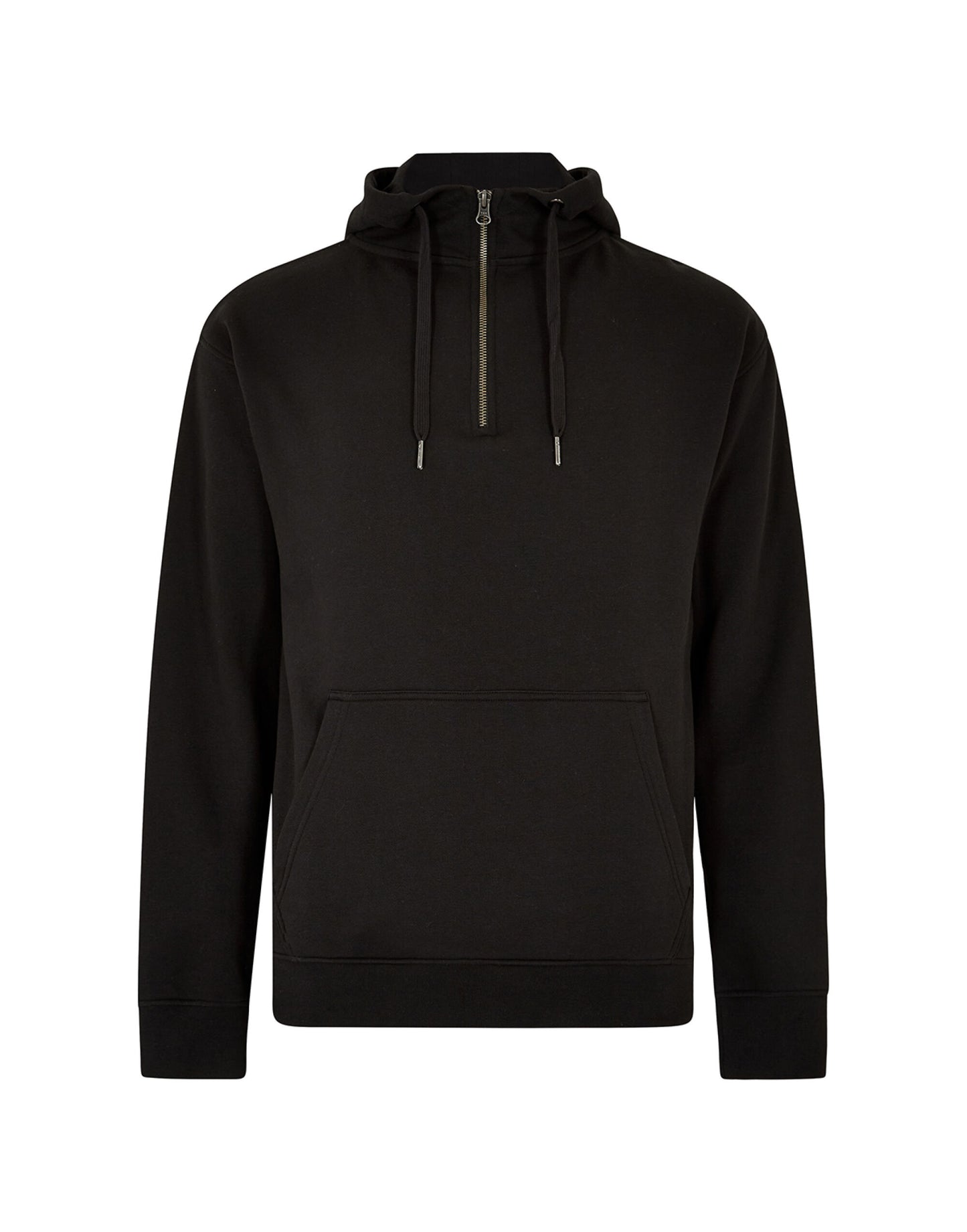 Regular Fit 1/4 Zip Hoodie - Black