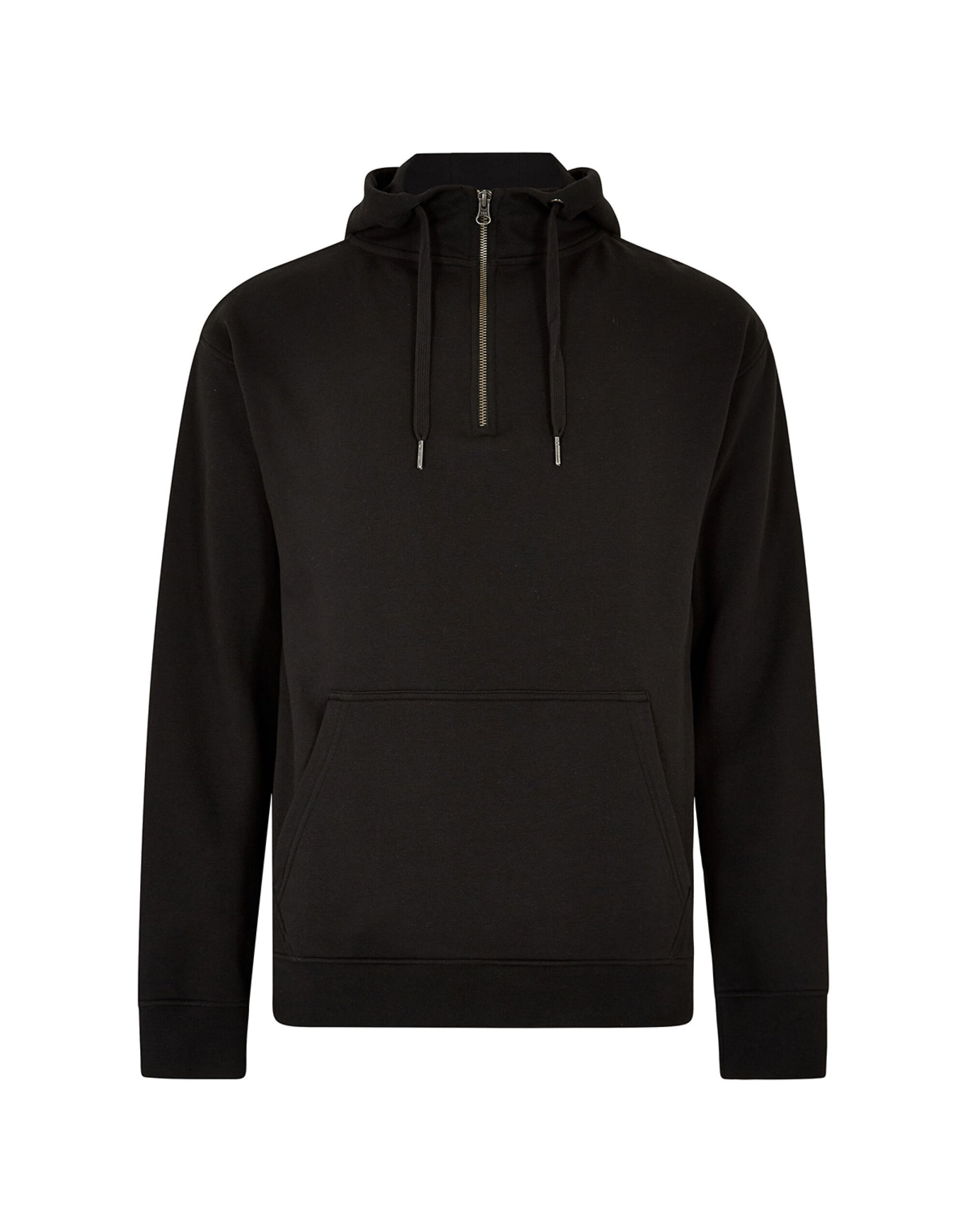 Regular Fit 1/4 Zip Hoodie - Black