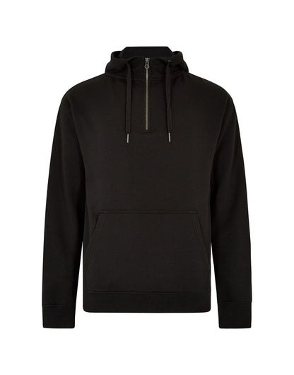 Regular Fit 1/4 Zip Hoodie - Black