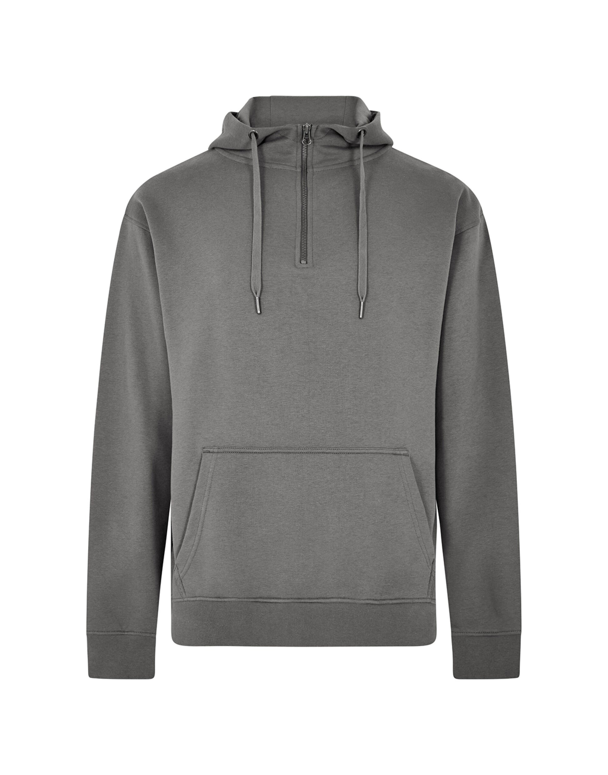 Regular Fit 1/4 Zip Hoodie - Dark Grey