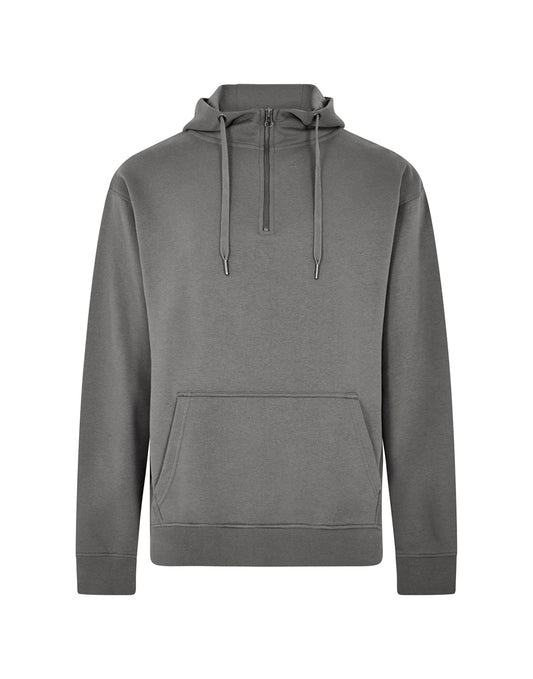 Regular Fit 1/4 Zip Hoodie - Dark Grey