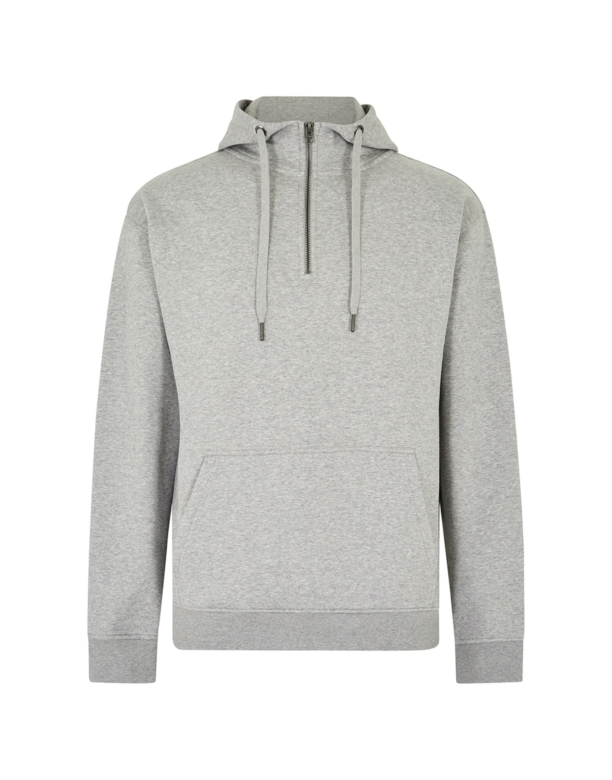 Regular Fit 1/4 Zip Hoodie - Heather Grey