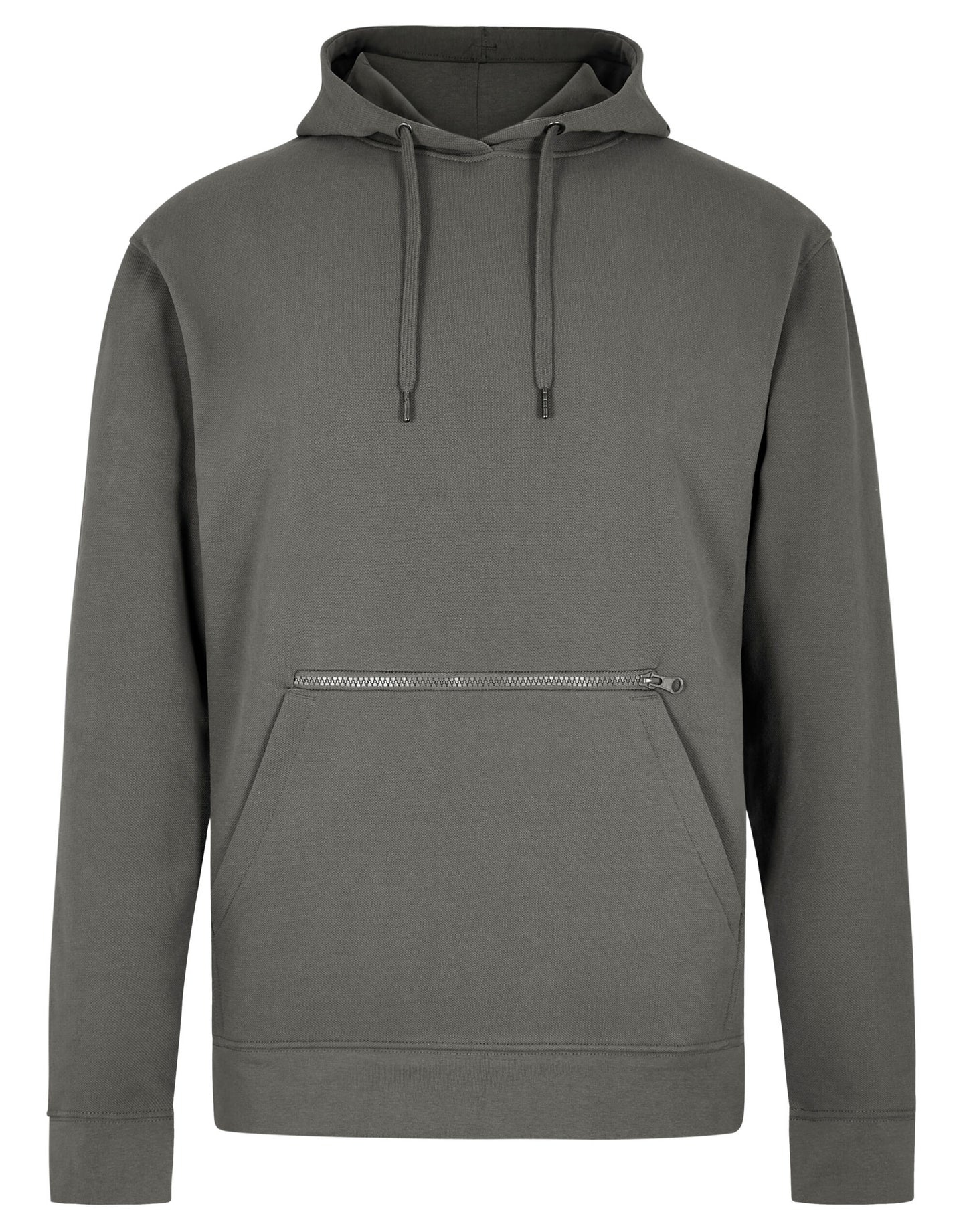 Regular Fit Pique Hoodie - Dark Grey