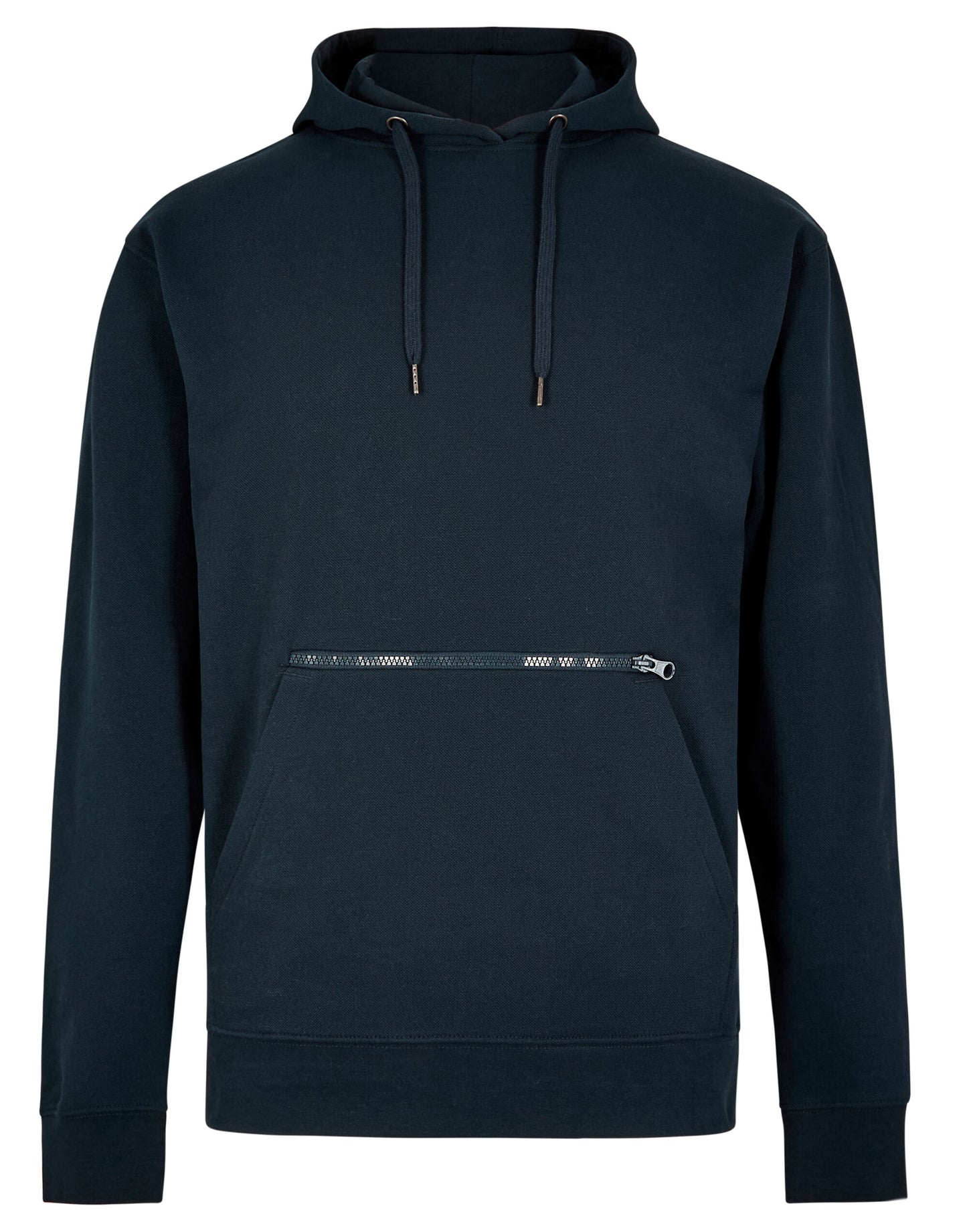 Regular Fit Pique Hoodie - Navy