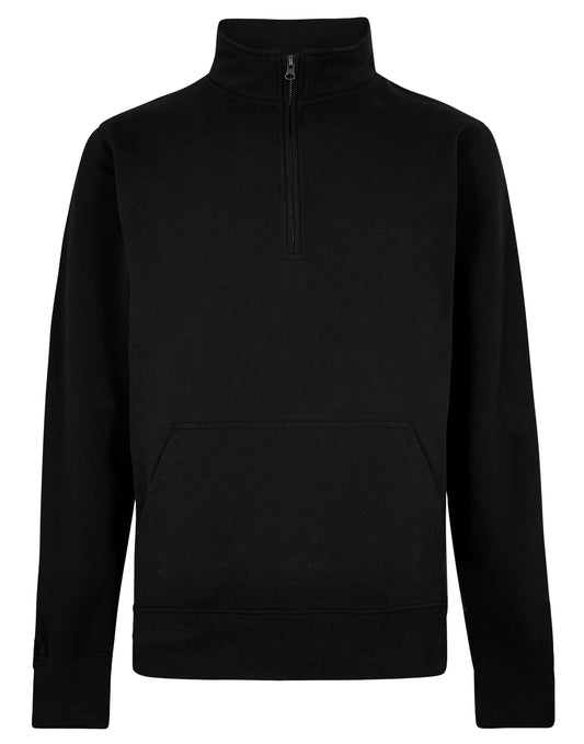1/4 Zip Pique Sweatshirt - Black