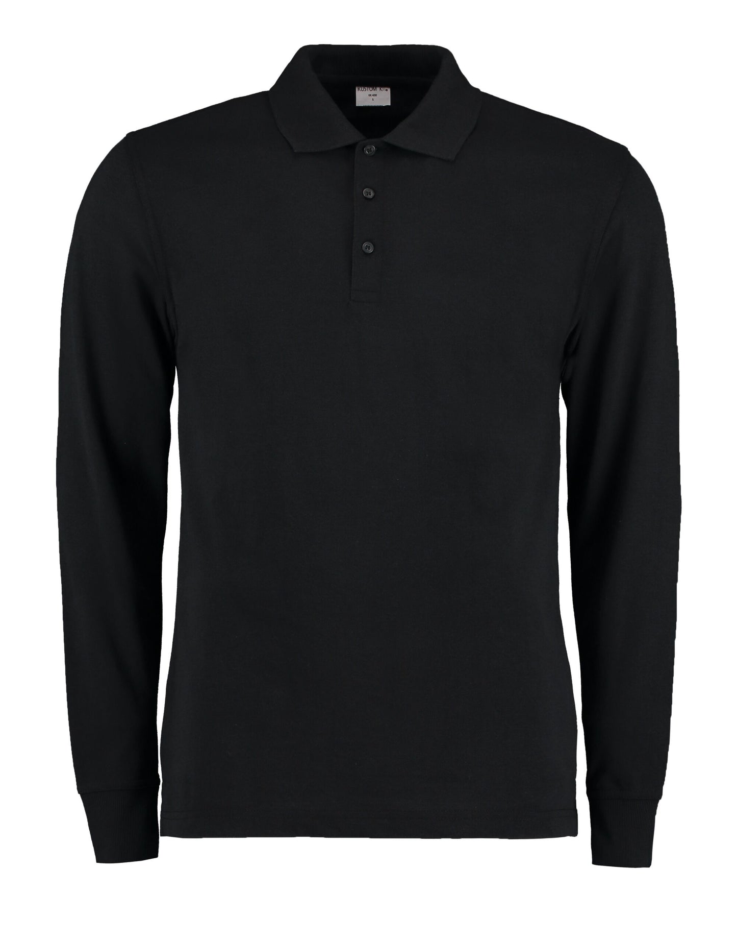 Men's Long Sleeved Pique Polo Shirt - Black