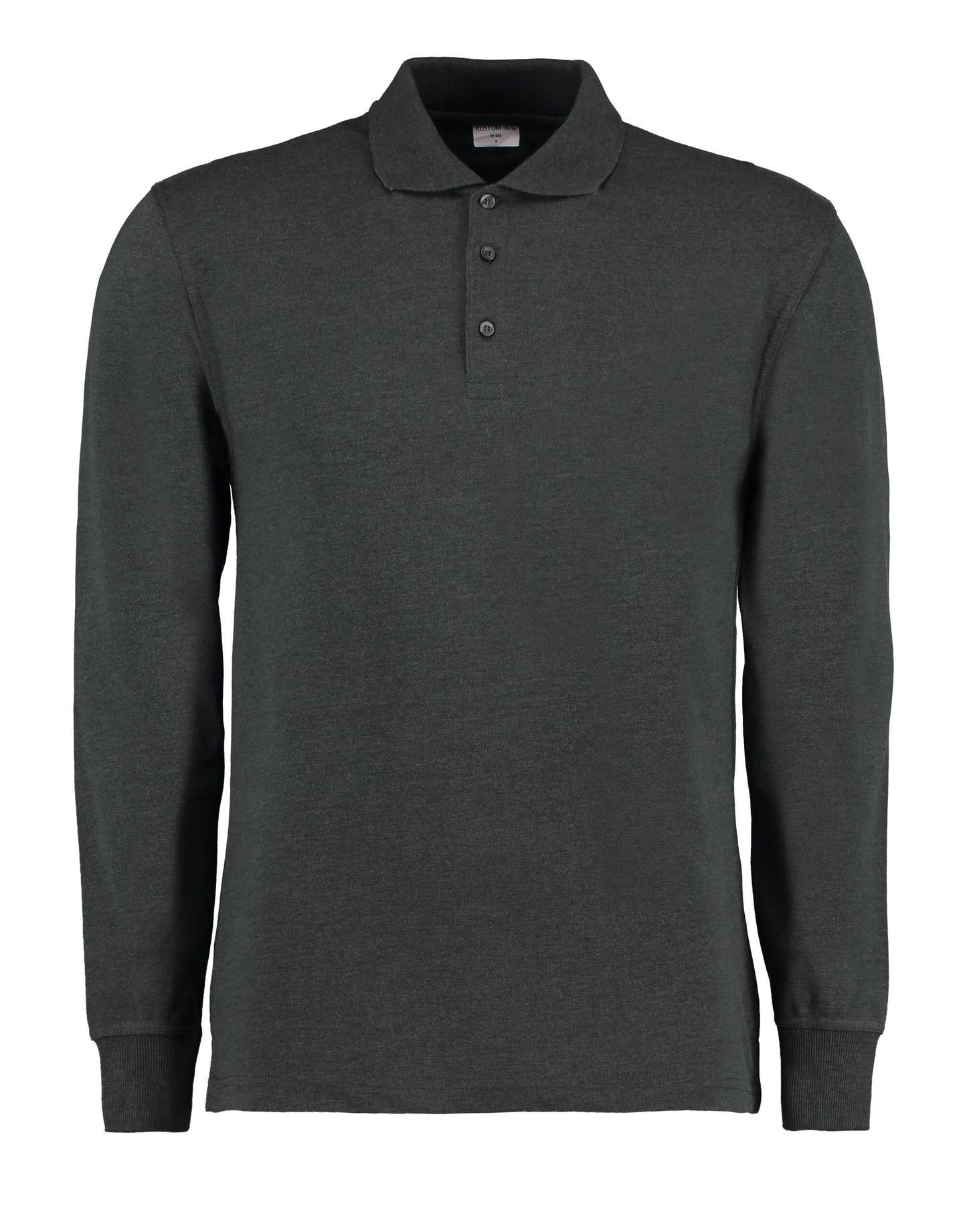 Men's Long Sleeved Pique Polo Shirt - Graphite