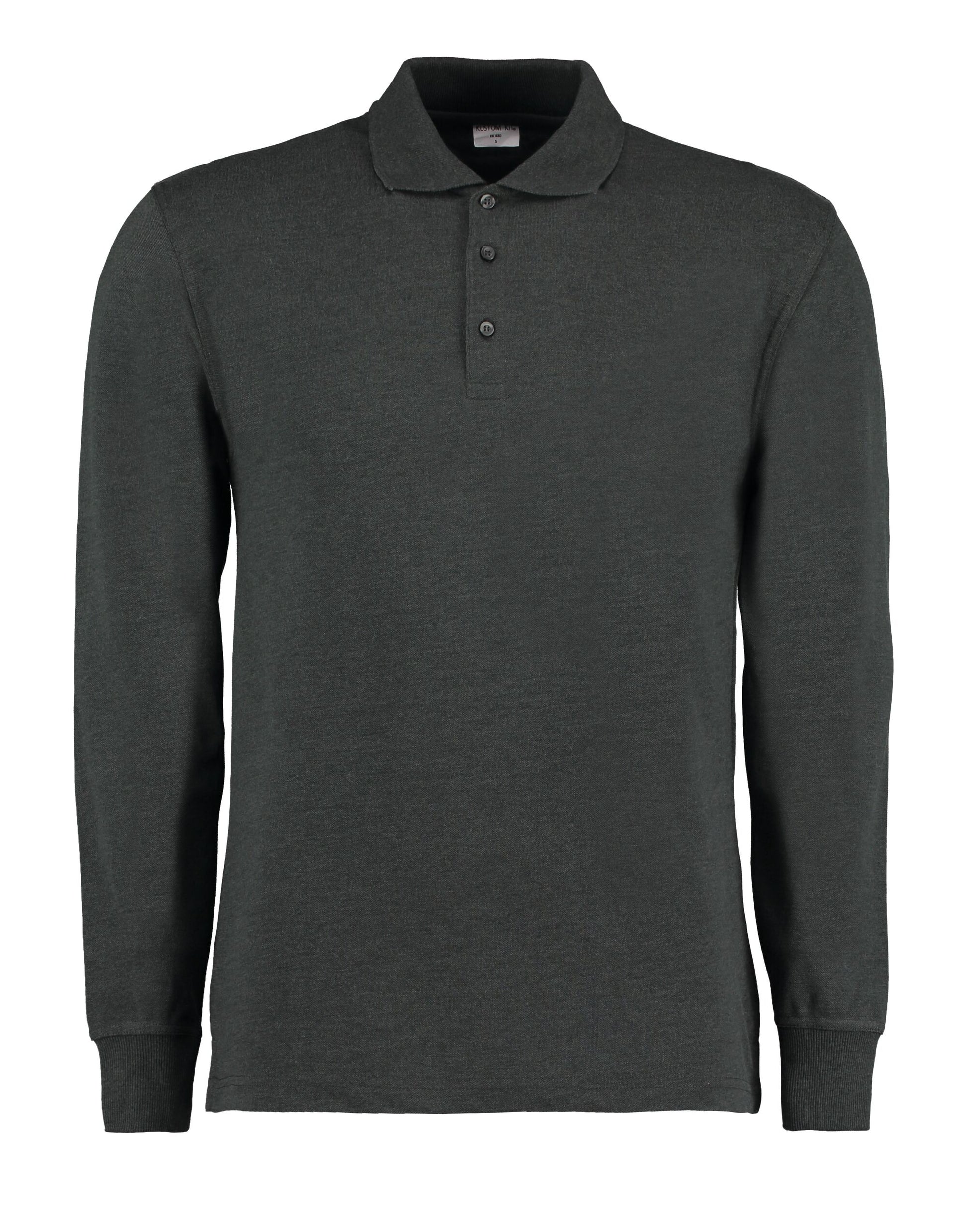 Men's Long Sleeved Pique Polo Shirt - Graphite