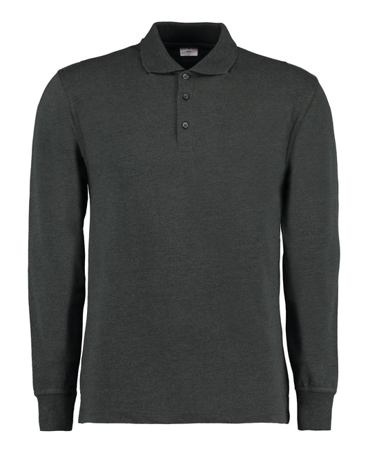 Men's Long Sleeved Pique Polo Shirt - Graphite