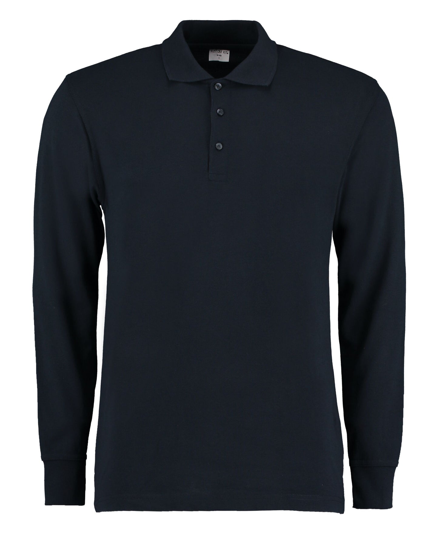 Men's Long Sleeved Pique Polo Shirt - Navy