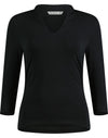 Womens Regular Fit Mandarin Collar Top - Black
