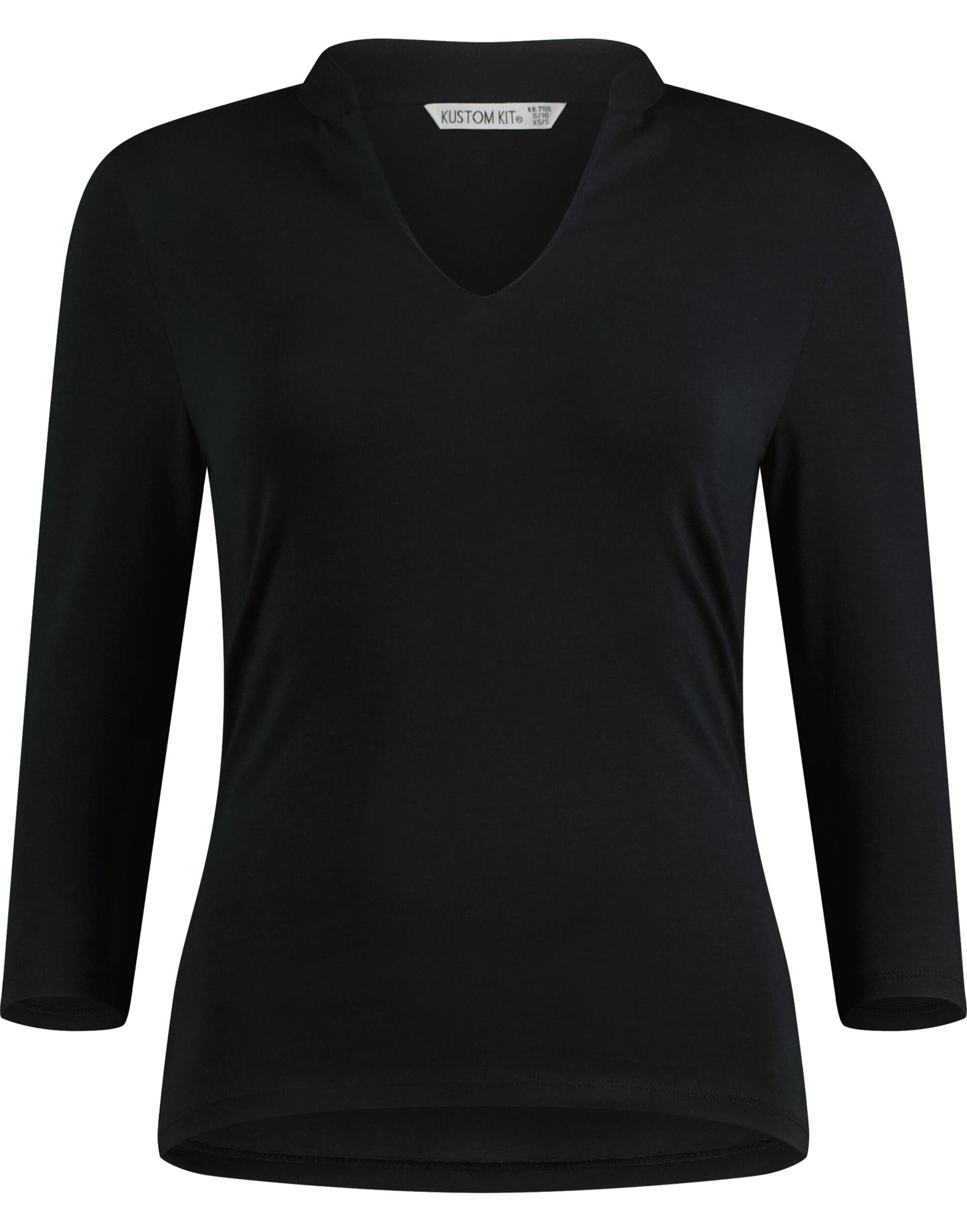 Womens Regular Fit Mandarin Collar Top - Black