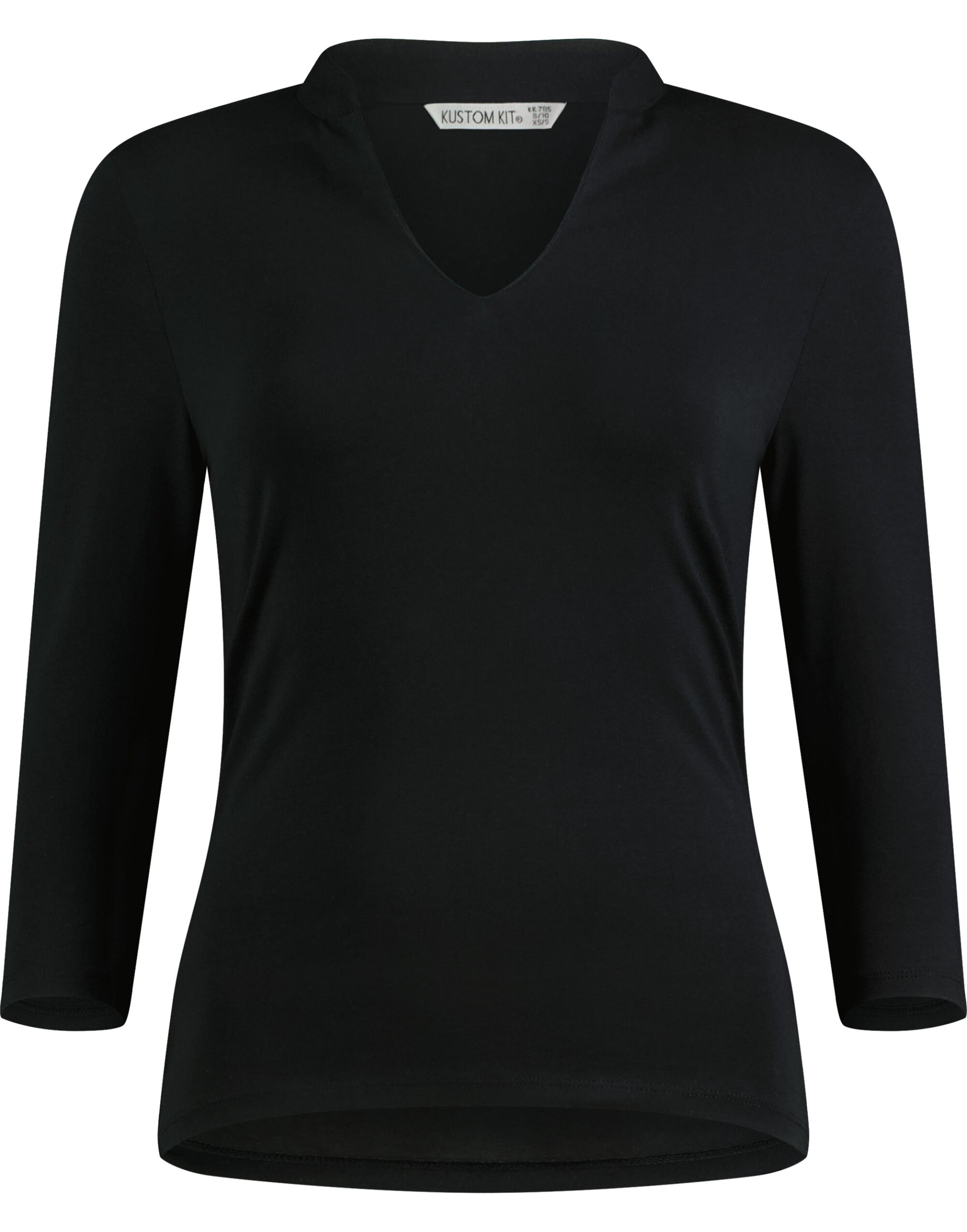 Womens Regular Fit Mandarin Collar Top - Black