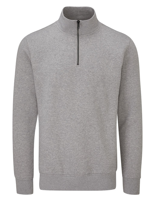 Unisex Organic 1/4 Zip Sweat - Heather Grey Melange