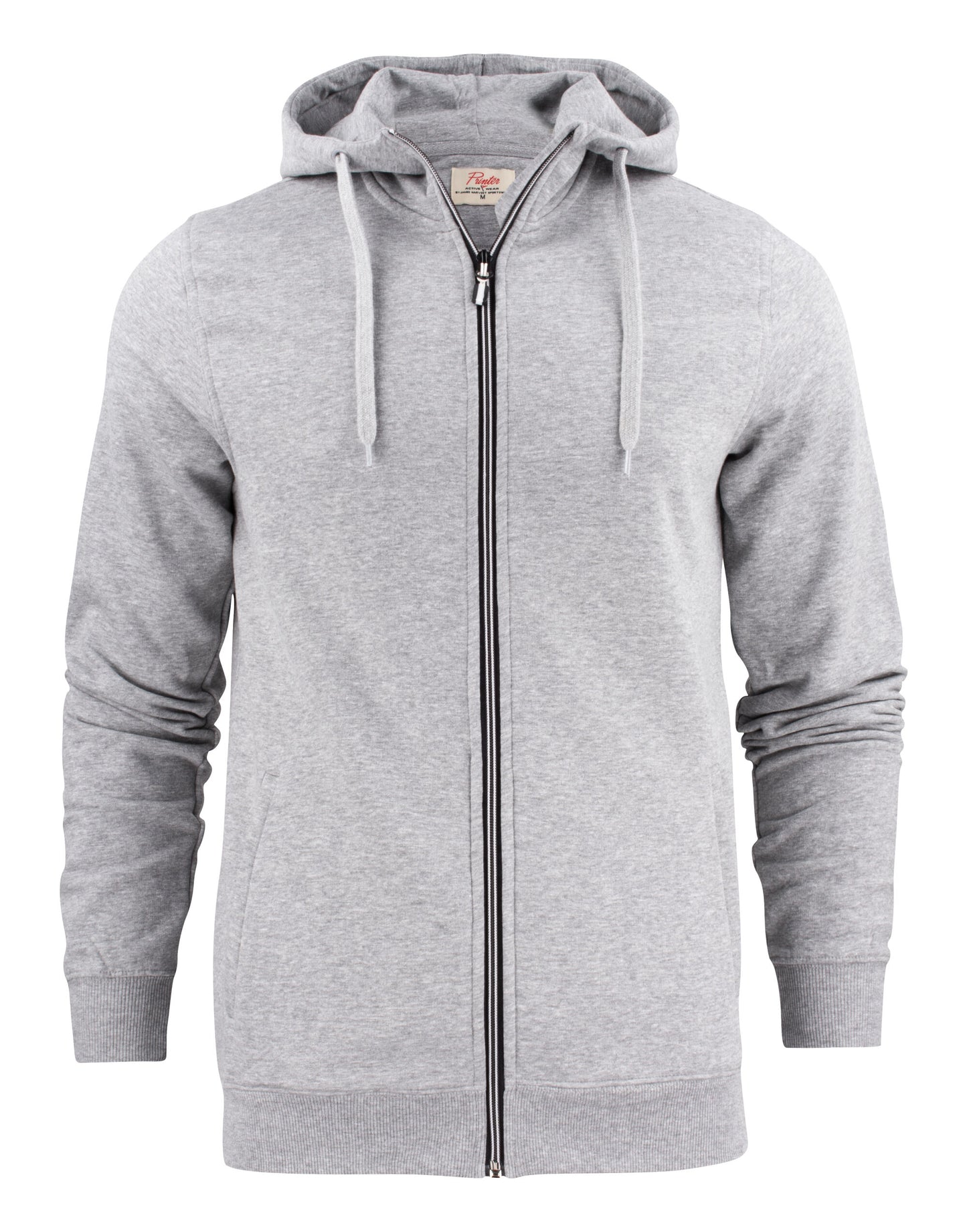 Mens Full Zip Hoodie - Grey Melange
