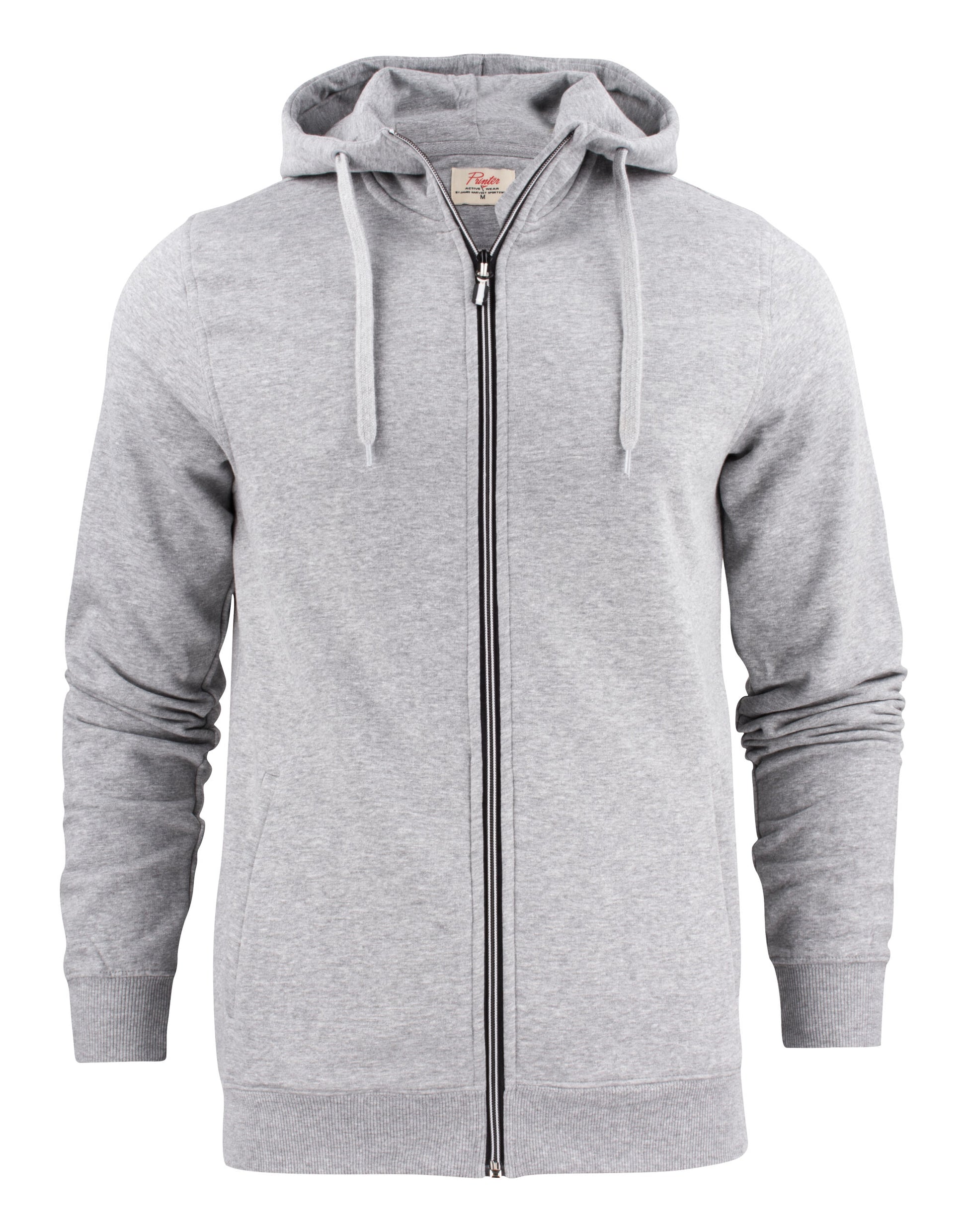 Mens Full Zip Hoodie - Grey Melange