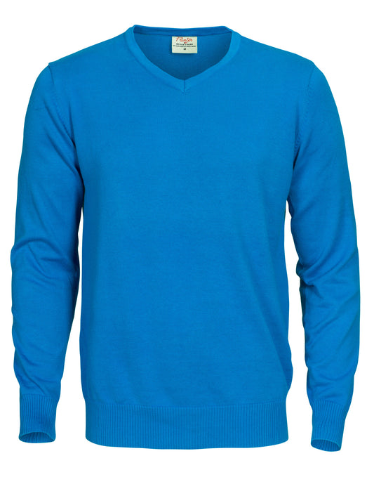 Forehand Knitted V Neck Sweater - Ocean Blue