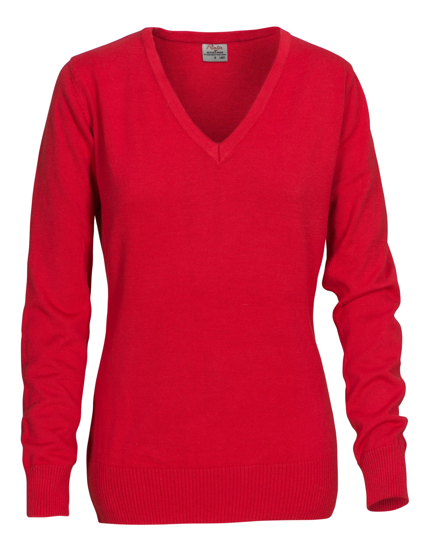 Ladies Forehand Knitted V Neck - Red
