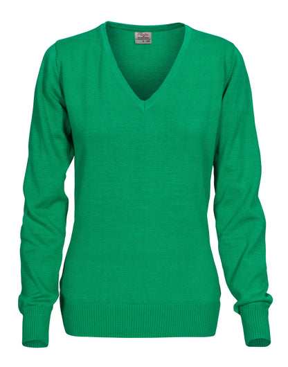 Ladies Forehand Knitted V Neck - Fresh Green