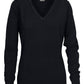 Ladies Forehand Knitted V Neck - Black