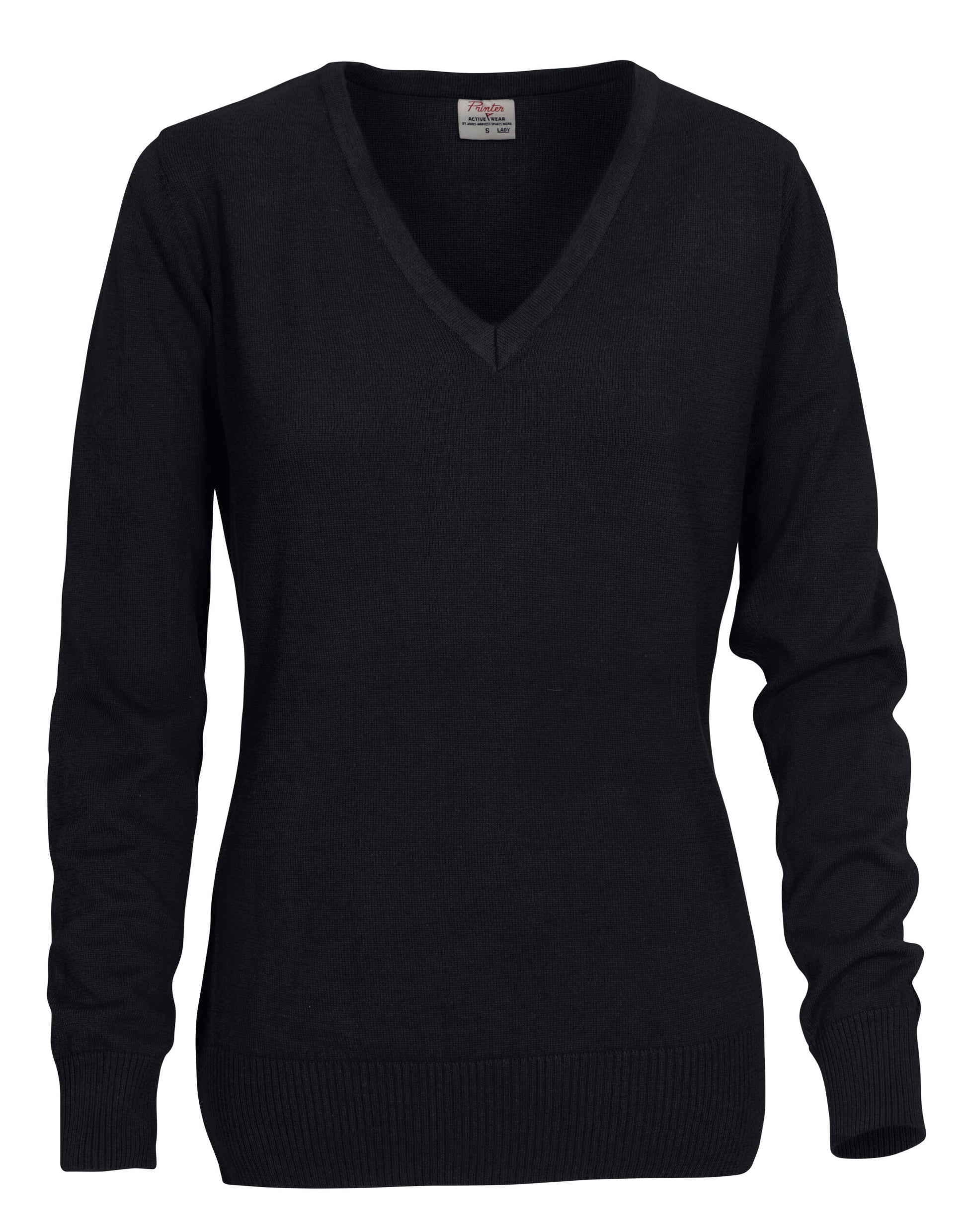 Ladies Forehand Knitted V Neck - Black