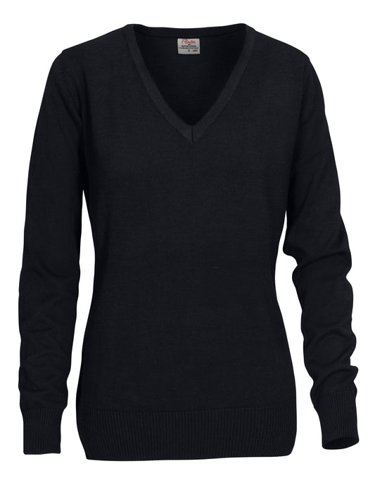Ladies Forehand Knitted V Neck - Black